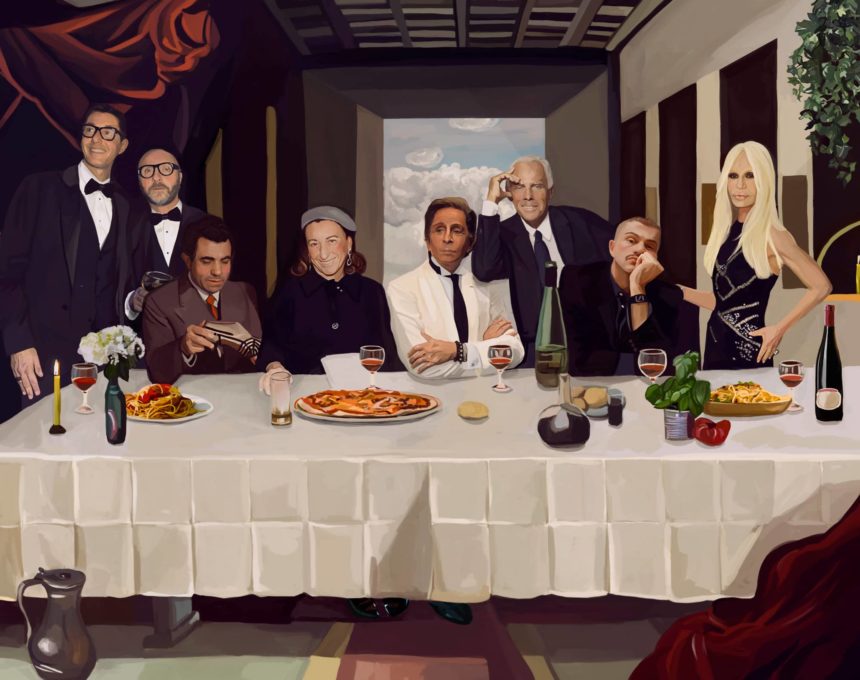 Digital illustration of a fashion dinner.