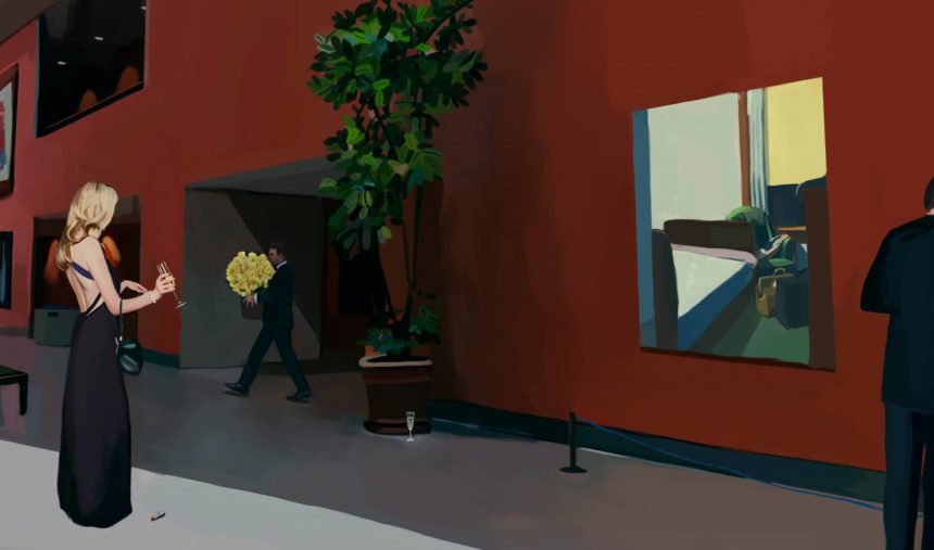 Digital illustration of a red wall.