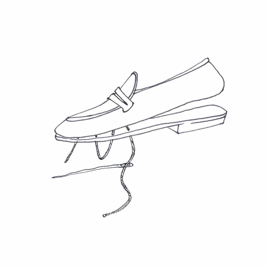Illustration au trait d'une chaussure.