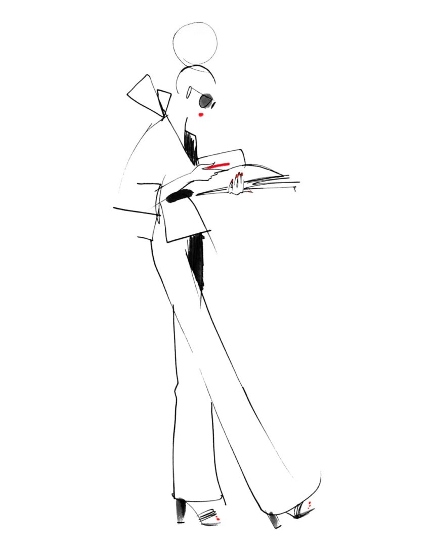 Illustration of woman in profile.