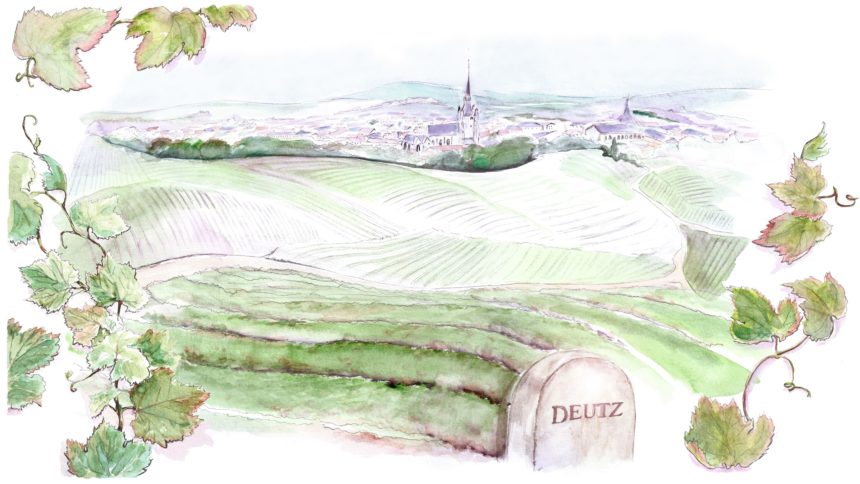 Illustration en aquarelle des vignes de Deutz.