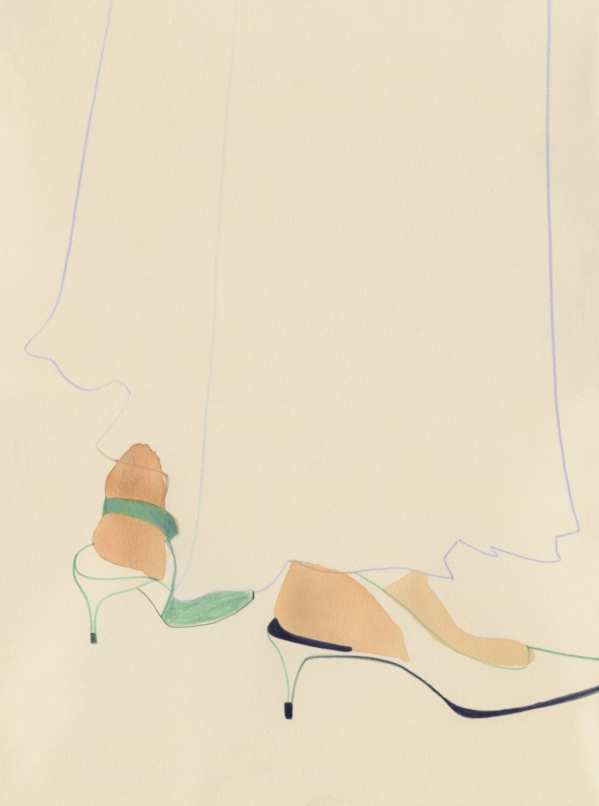 Illustrated shoes with heels.