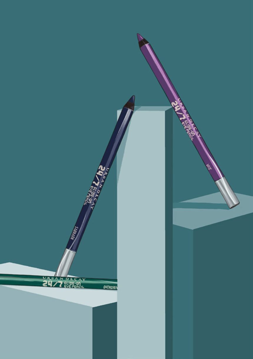 Digital illustration of Urban Decay pencils
