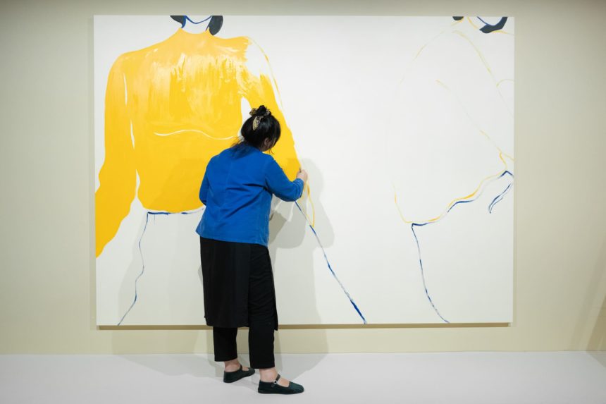 Photo of Rosie McGuinness painting.