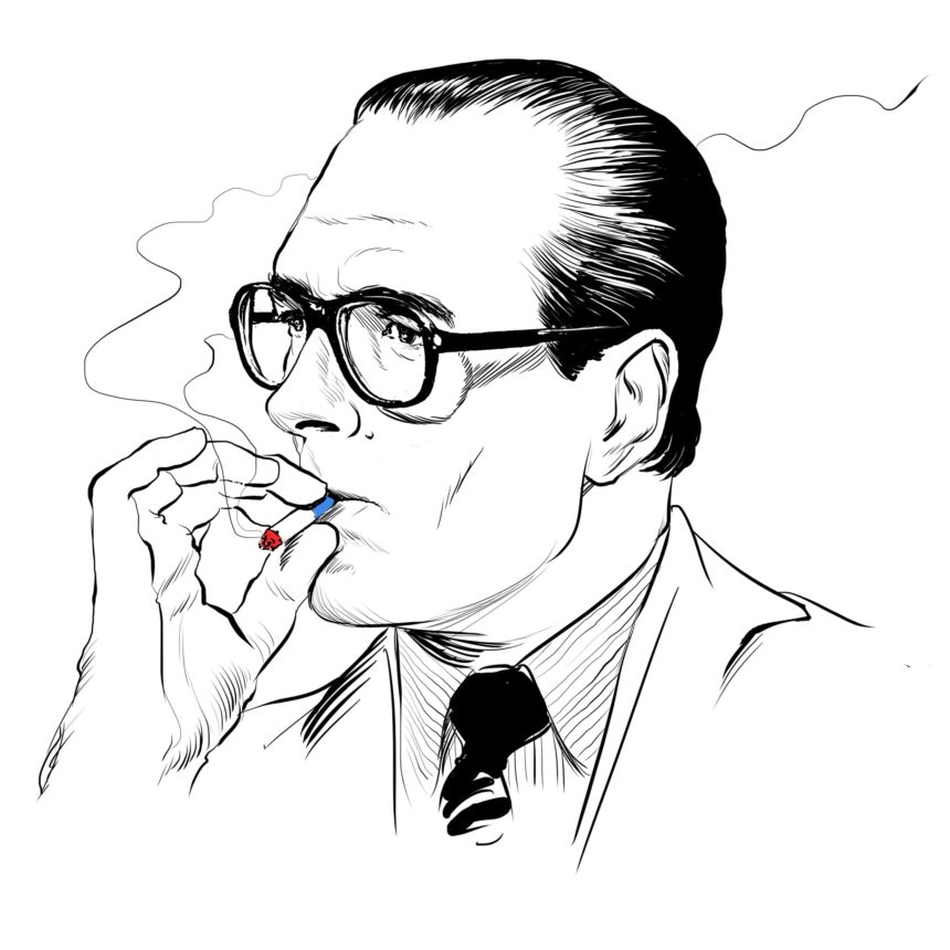 Portrait illustré de Jacques Chirac.