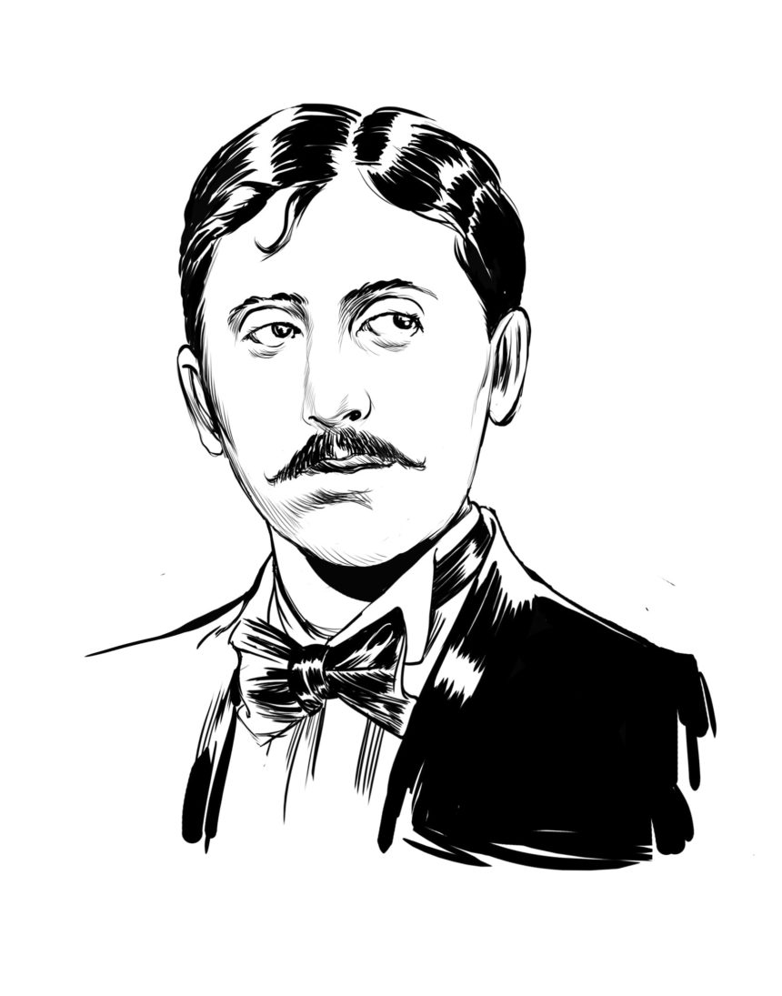 Portrait illustré de Marcel Proust.
