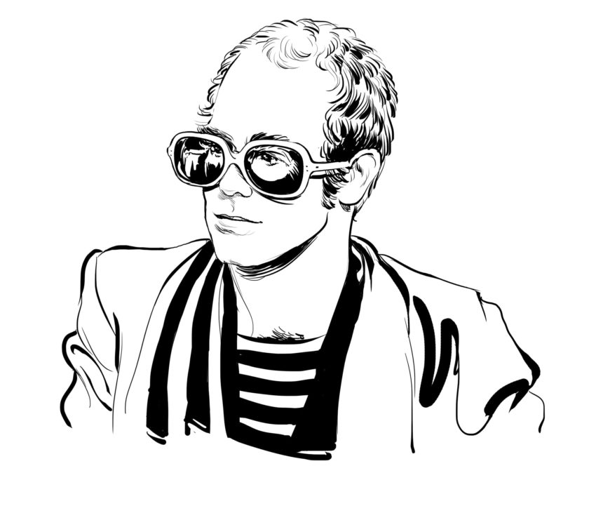 Portrait illustré d'Elton John.