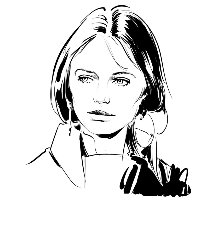Portrait illustré de Jackie Bisset.