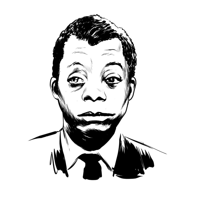 Portrait illustré de James Baldwin.