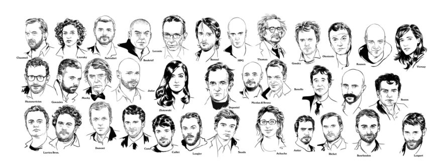 Portraits illustrés au noir et blanc.